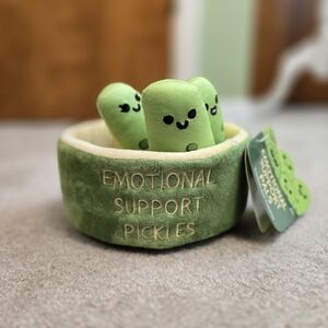 What Do You Meme? Emotional Support Pickles Plush Stuffed Animal 5"x6" Cute Toy